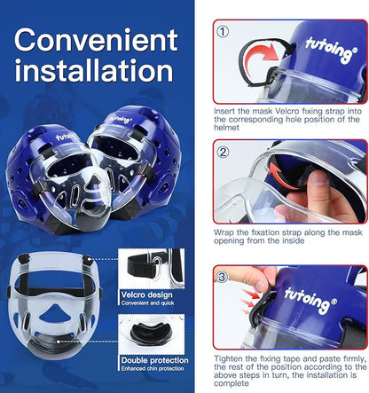 Kids Adults Karate Headgear MMA Martial Arts Helmet, Removable Face Shield, Soft Head Gear for