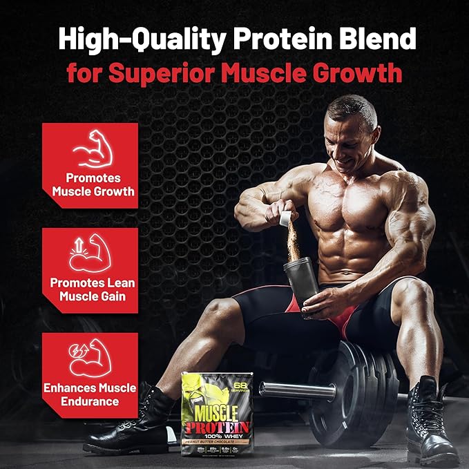 Muscle Protein Whey Powder [5 lbs/Pack of 1]??Cold Filtered, 25g Pure Protein, 6.6g BCAAs
