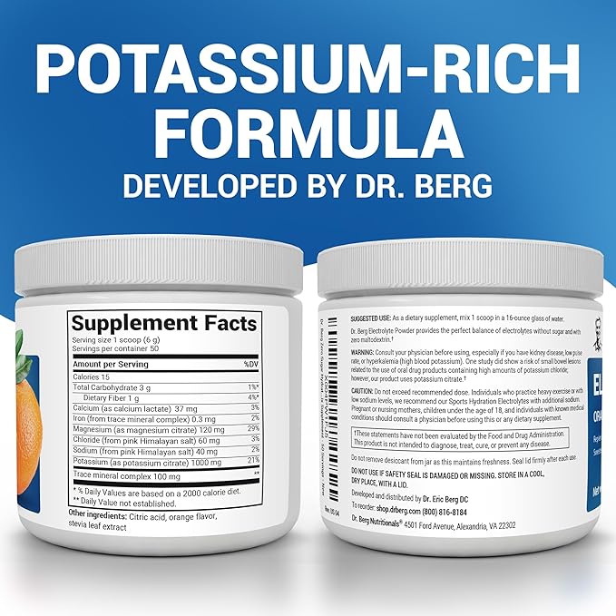 Dr. Berg Zero Sugar Hydration Keto Electrolyte Powder - Enhanced w/ 1000 mg of Potassium & Real