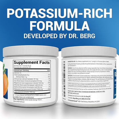 Dr. Berg Zero Sugar Hydration Keto Electrolyte Powder - Enhanced w/ 1000 mg of Potassium & Real