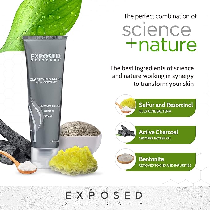 Exposed Skin Care Activated Charcoal Face Mask to Purify Skin, Regulate Oil Production and Visibly