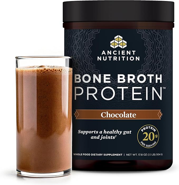 Ancient Nutrition Protein Powder Made from Real Bone Broth, Chocolate, 20g Protein Per Serving, 20