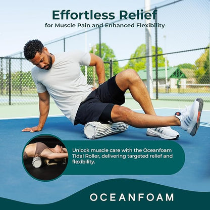 Oceanfoam Tidal Roller - Black Marbled - Muscle Massage Foam Roller for Back Pain & Stretching