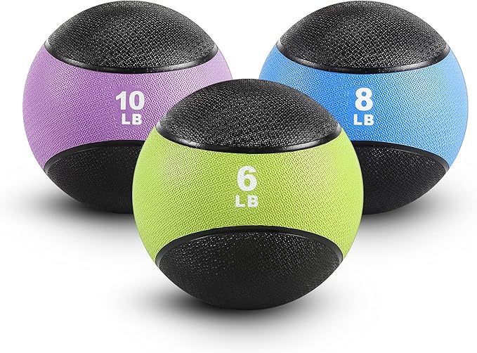 RitFit Weighted Medicine Ball - Non-Slip Rubber Shell & Dual Texture Grip - Workout Exercise Ball