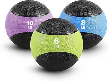 RitFit Weighted Medicine Ball - Non-Slip Rubber Shell & Dual Texture Grip - Workout Exercise Ball