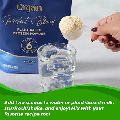 Orgain Organic Vegan Perfect Blend Protein Powder, 20g Clean Plant Protein, 6 Ingredients, <1g