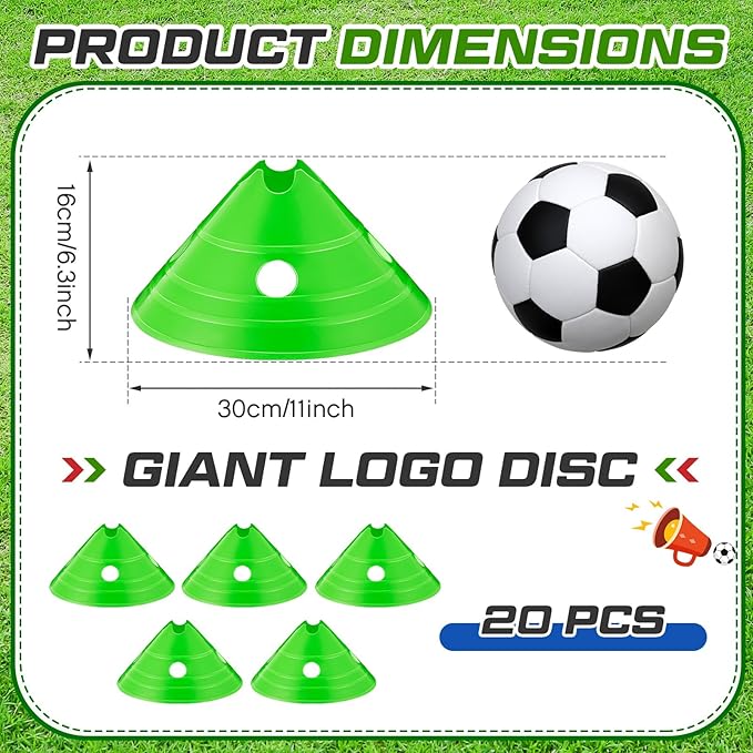 ShinyRelief Jumbo Disc Cones Jumbo Soccer Cones with Mesh Bag Giant Large Agility for Soccer