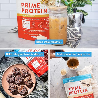 Equip Foods Prime Protein Powder | Clean, Grass Fed Beef Protein Powder for Women & Men | Carnivore