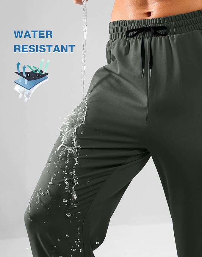 Pudolla Men's Lightweight Hiking Pants Quick-Dry Outdoor Sweatpants with Zipper Pockets for Casual