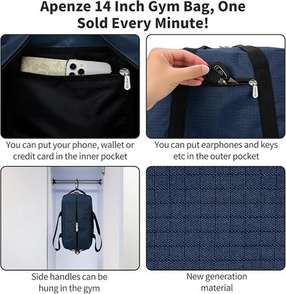 Small Gym Bag 14 inch lightweight Carry On Mini Duffel Bag for Travel Sport - Navy Blue