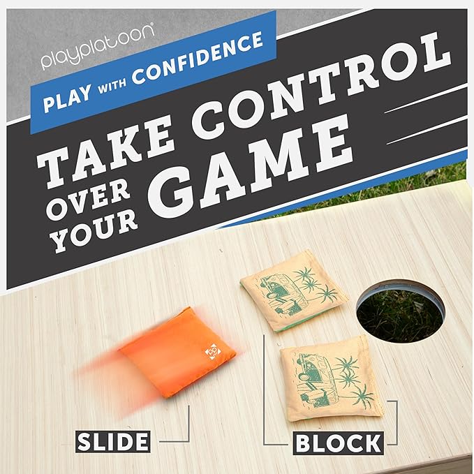 Professional Cornhole Bags - Set of 8 Regulation All Weather Double Sided - Sticky Side/Slick Side