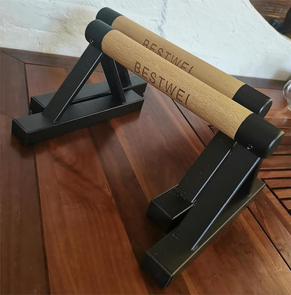 1 Pair Wooden Parallettes Push Up Bars for Men, Strength Training Pushup Stands Handles for Home