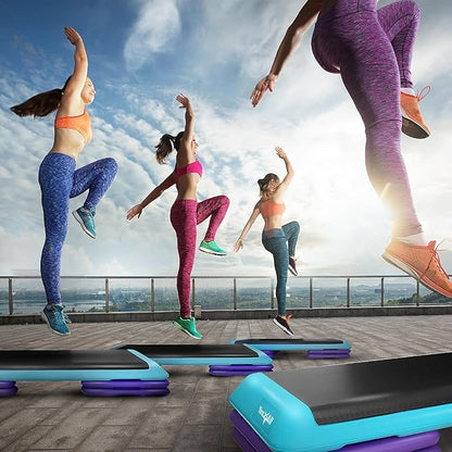 Yes4All Adjustable Workout Aerobic Exercise Step Platform Health Club Size with 4 Adjustable Risers
