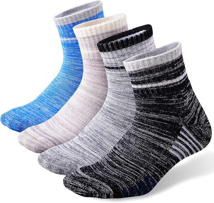 FEIDEER Men's Walking Hiking Socks, Wicking Cushion Quarter Crew Socks for Mens Outdoor Sports