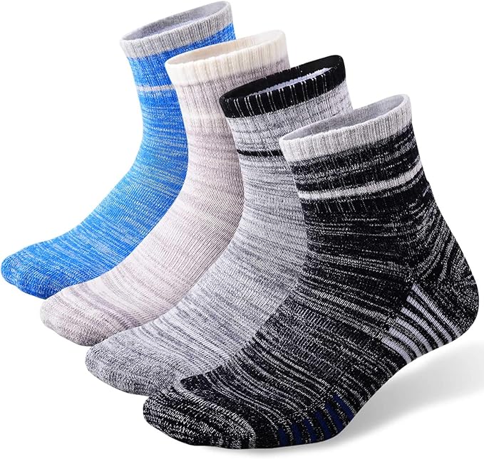 FEIDEER Men's Walking Hiking Socks, Wicking Cushion Quarter Crew Socks for Mens Outdoor Sports