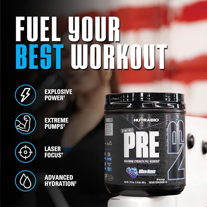 NutraBio STIM-Free PRE Workout for Men, New Formula | Laser Focus, Extreme Pumps | Performance