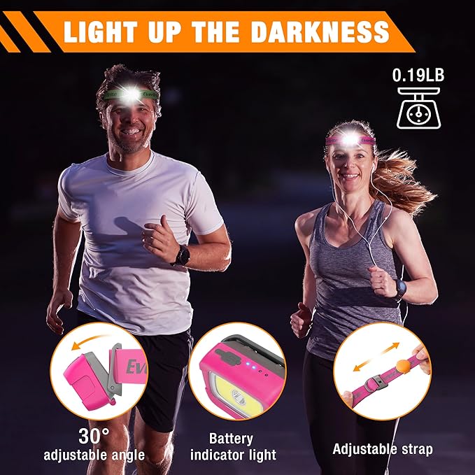 EverBrite Rechargeable Headlamp, 350 Lumens Headlamp with Red Light and Memory Function, 7 Modes
