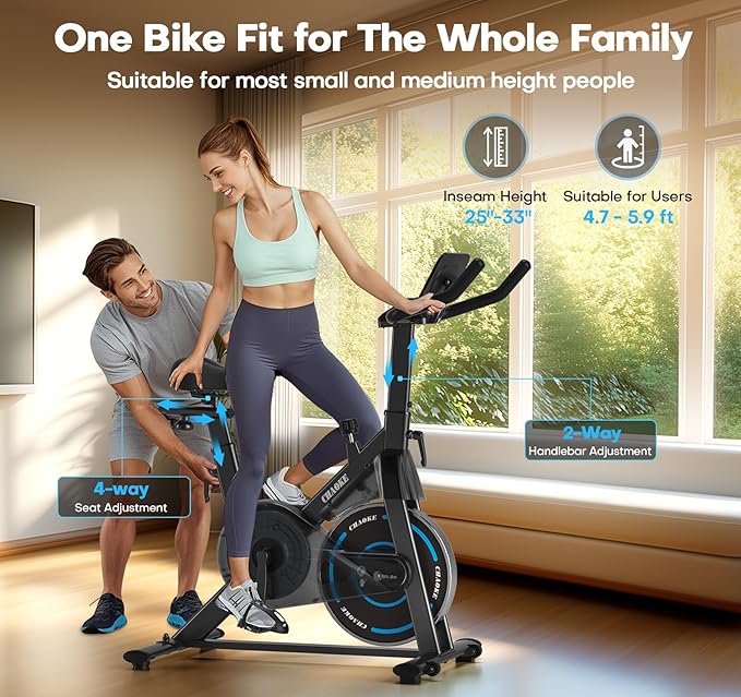 Exercise Bike, CHAOKE Quiet Magnetic Resistance 300LB Capacity Stationary Bike for Home with App