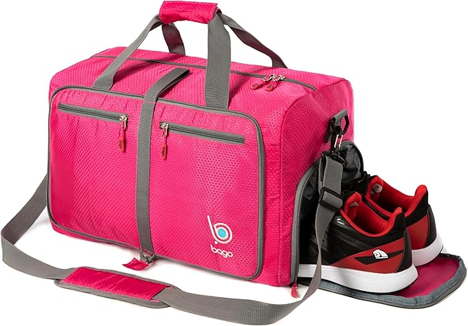 Bago Foldable Duffel Bags for Traveling Women & Men - 60L Medium Packable Duffle Bag for Travel