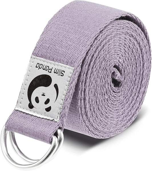Slim Panda Yoga Strap for Stretching,Cotton Yoga Strap with Adjustable D-Ring Buckle,Non-Elastic