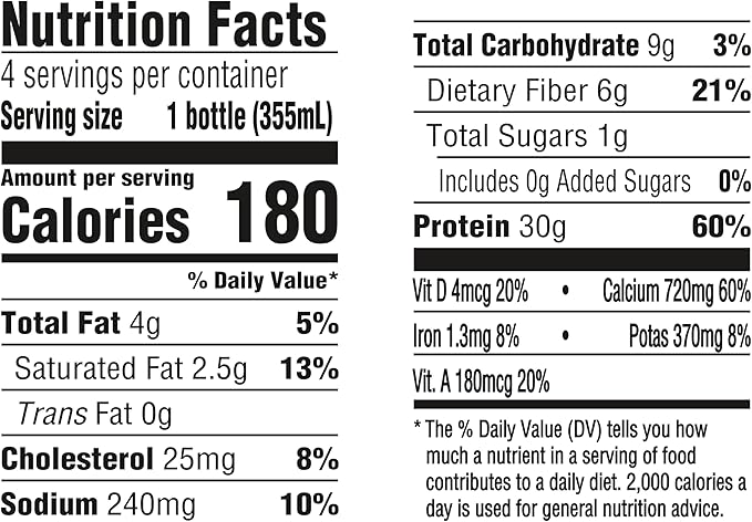 Oikos Protein Shake, Chocolate, 30g High Protein Drinks, Shelf Stable, Ready to Drink, 5g Prebiotic