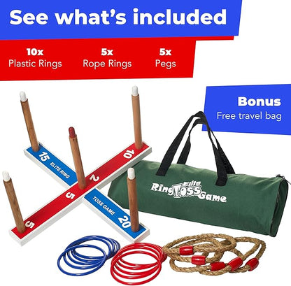 Elite Sportz Ring Toss Games for Kids - Outdoor Yard Game for Adults & Family - Backyard Toys