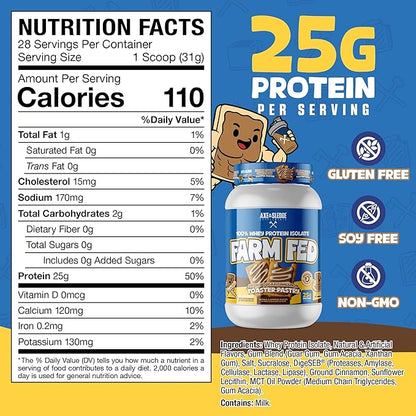 Axe & Sledge Farm Fed 100% Whey Protein Isolate | 25g Protein | Low Carb, Low Sugar, Gluten Free |