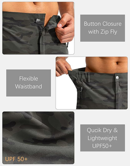 Pudolla Men's Hiking Cargo Shorts 9" Lightweight Outdoor Work Shorts for Men Travel Golf Camping