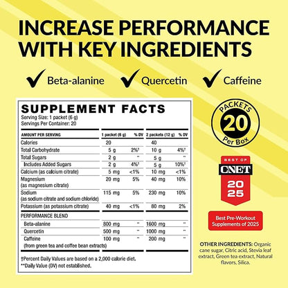 BODi Energize Pre Workout Powder - Beta-Alanine, Quercetin & Low-Dose Caffeine Formula for Enhanced