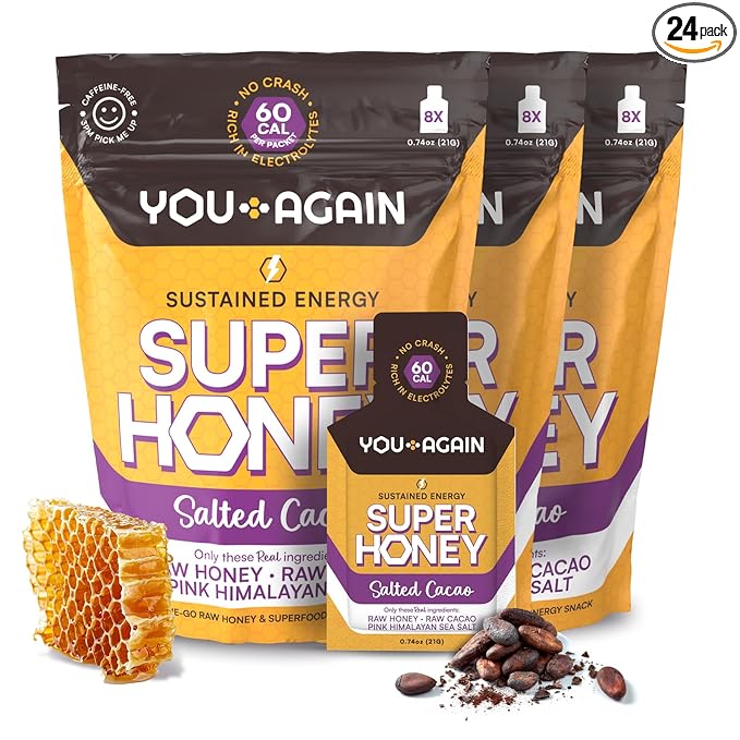 You Again Super Honey Clean Energy Gel, Himalayan Salted Cacao | Electrolyte Replenishment Running