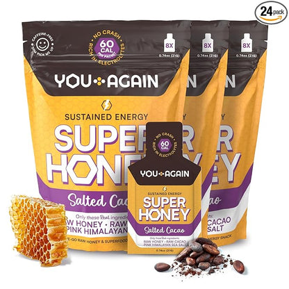 You Again Super Honey Clean Energy Gel, Himalayan Salted Cacao | Electrolyte Replenishment Running