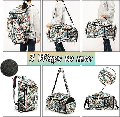 Gym Duffle Bag Backpack with Shoe Compartment,4 ways Travel Backpack for Women and