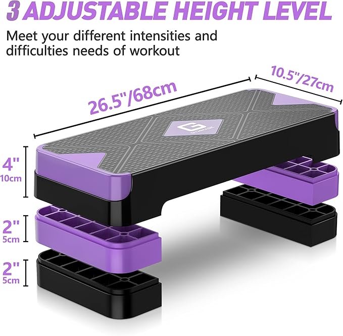 Aerobic Exercise Step, Adjustable Aerobic Stepper for Exercise, Workout Step Platform for Step Up