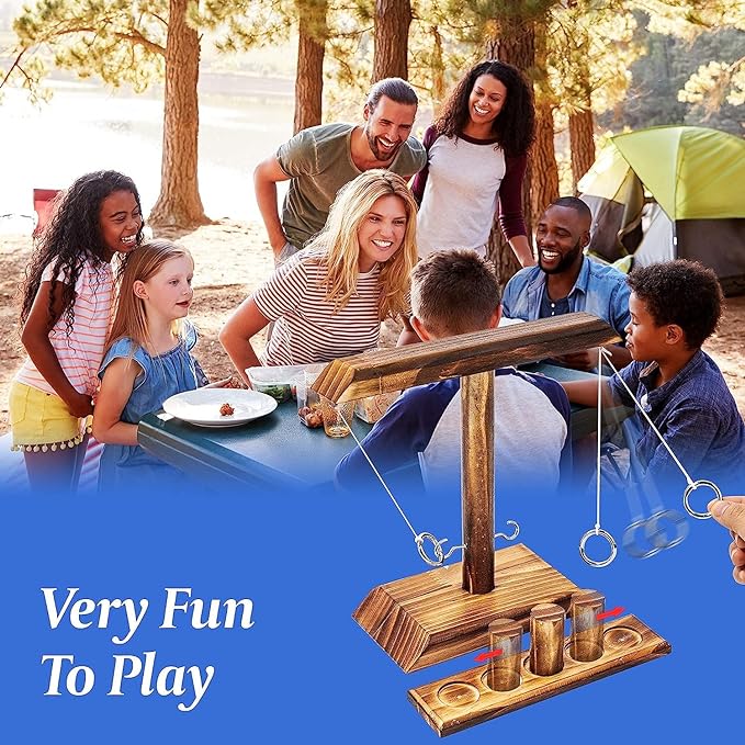 DreamToyz Ring Toss Games for Adults, Yard Games, Patio Decor, Outdoor Indoor Games, Wooden Hook