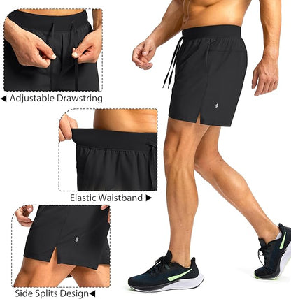 Men's Running Shorts with Zipper Pockets 9 Inch/ 7 Inch / 5 Inch Lightweight Quick Dry Gym Workout