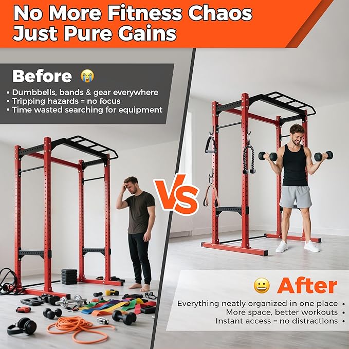 J Hooks for Squat Rack,Squat Rack Attachments for Home Gym Storage,Portale Power Rack Accessories
