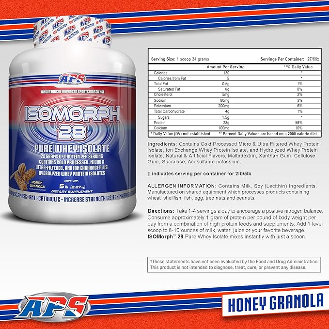 APS Nutrition Isomorph 28 Protein Powder | Pure Whey Isolate | Cold Pressed, Ultra- Filtered, & Ion