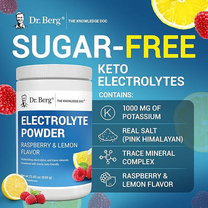 Dr. Berg Zero Sugar Hydration Keto Electrolyte Powder - Enhanced w/ 1000 mg of Potassium & Real