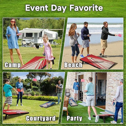 Cornhole Board Set with Carrying Bags & 8 Bean Bags Corn Hole Boards Bean Toss Game for Adults