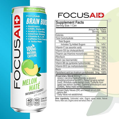 LIFEAID Energy Blend Nootropics Drink for Brain Fuel AlphaGPC GABA BComplex Yerba Mate Green Tea