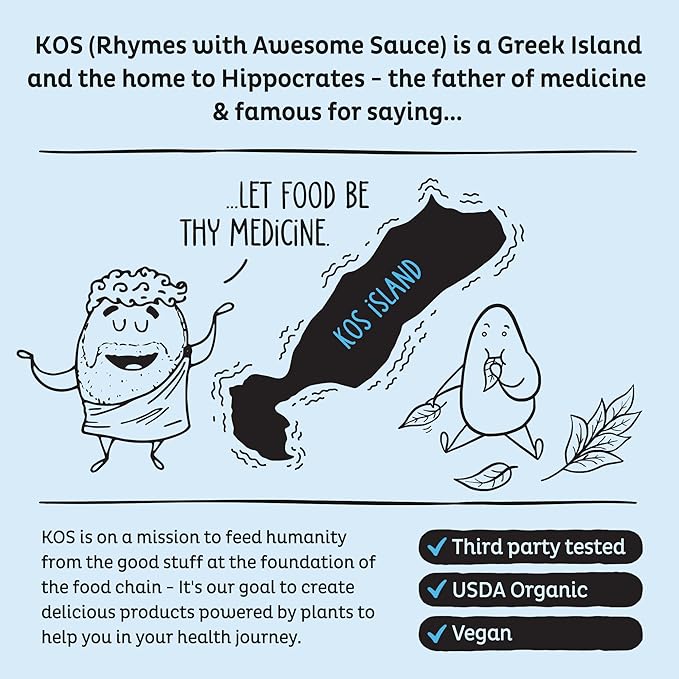 KOS Plant Based Protein Powder, Blueberry Muffin - Organic Pea Protein Superfood with Spirulina and