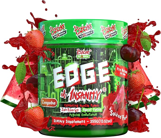 Psycho Pharma Strongest High Stim Preworkout Powder - Edge of Insanity - Most Intense Pre Workout