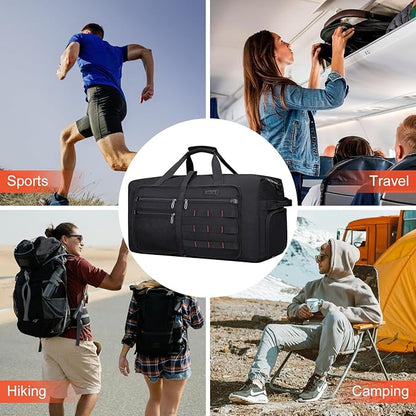 WITZMAN Foldable Duffle Bag for Travel 65L Lightweight Packable Duffel Bag with Shoes Compartment