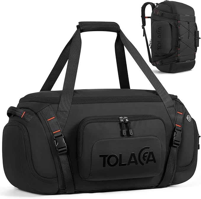 Tolaccea Gym Bag for Men & Women, 55L Large Duffle Bag Backpack for Travel Sports with Shoe