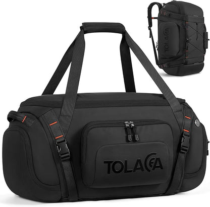 Tolaccea Gym Bag for Men & Women, 55L Large Duffle Bag Backpack for Travel Sports with Shoe