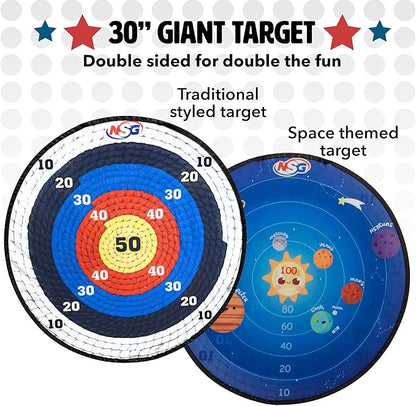 NSG Target Toss Large Dart Board for Kids 30in Giant Kids Dart Board Double Sided Game Set for