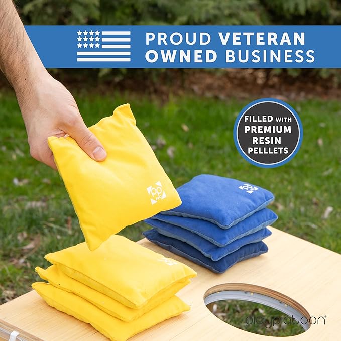 Professional Cornhole Bags - Set of 8 Regulation All Weather Double Sided - Sticky Side/Slick Side
