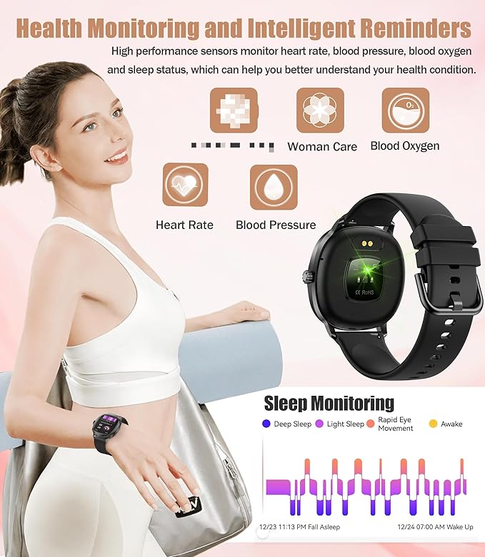 Women's 2pc Band Sports Watch/Smart Watch 1.72" Fitness Tracker with Heart Rate Monitor, 100+