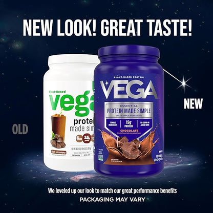 Vega Protein Made Simple - 15g Plant-Based Pea Protein, Chocolate, 39 Servings, Stevia Free, No
