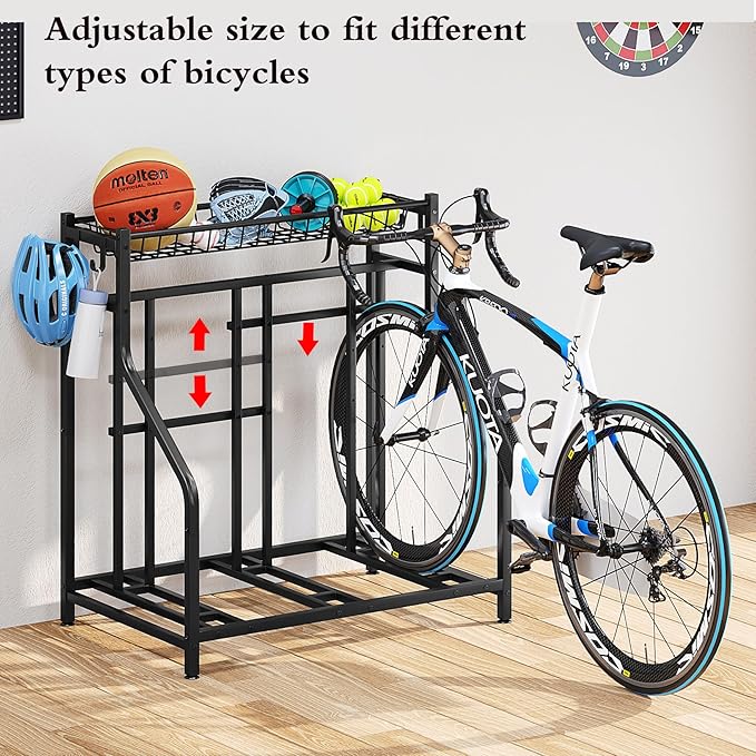 Bike Rack Storage Stand Organizer Floor Holds 3 Bicycle Parking Freestanding Adjustable Garage